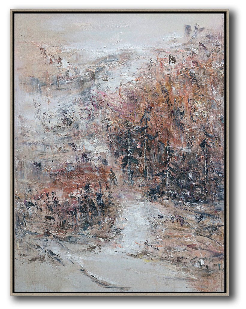 Hand-painted Original Abstract Landscape oil painting on canvas, vertical canvas art photo art gallery